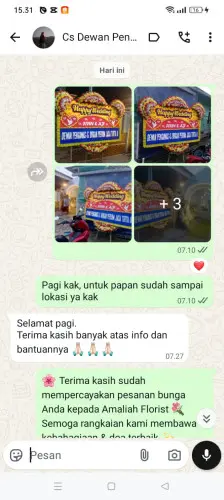 Testimonial Papan Bunga Pernikahan kolaka